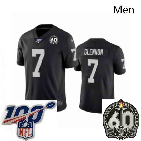 Men Oakland Raiders #7 Mike Glennon Black 60th Anniversary Vapor Untouchable Limited Player 100th Season Football Jersey